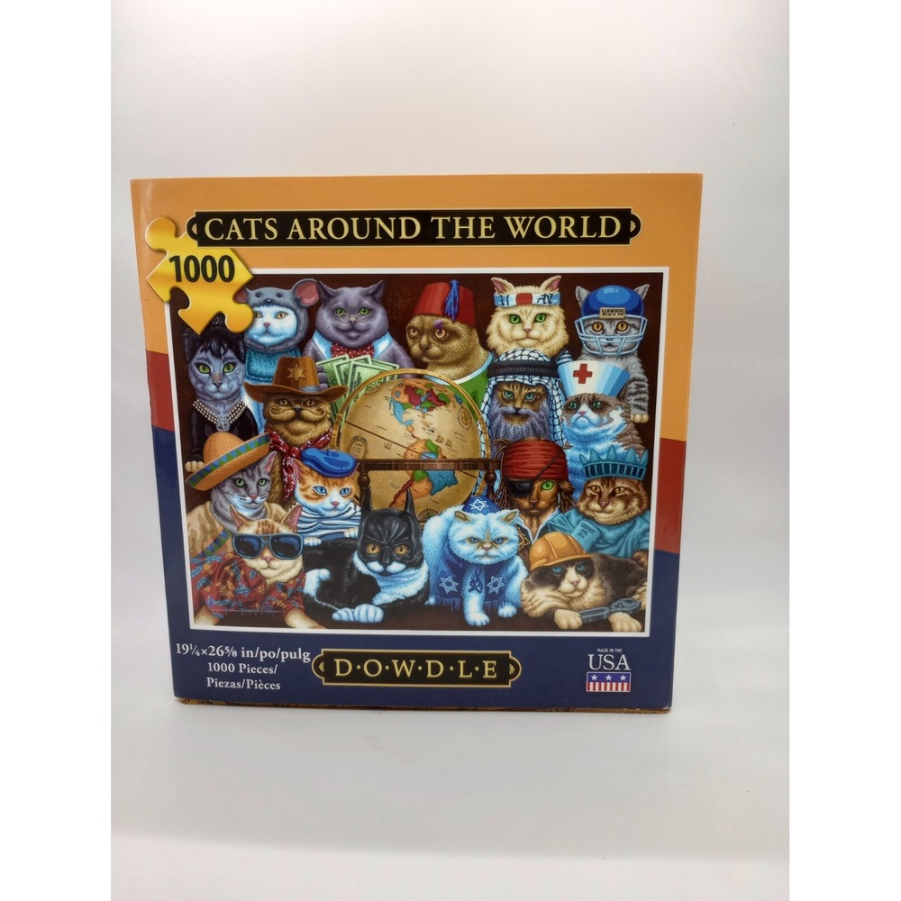 Dowdle Cats Around the World 1000 Piece Jigsaw Puzzle Eric Dowdle Folk Art 10302